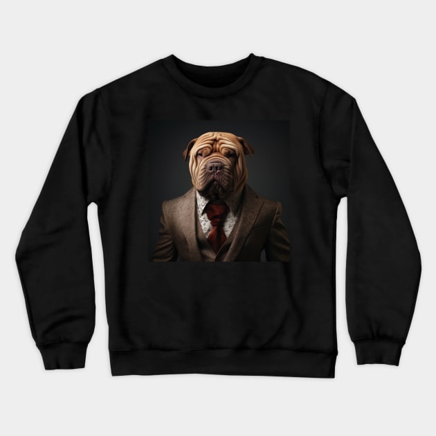 Chinese Shar-Pei Dog in Suit Crewneck Sweatshirt by Merchgard